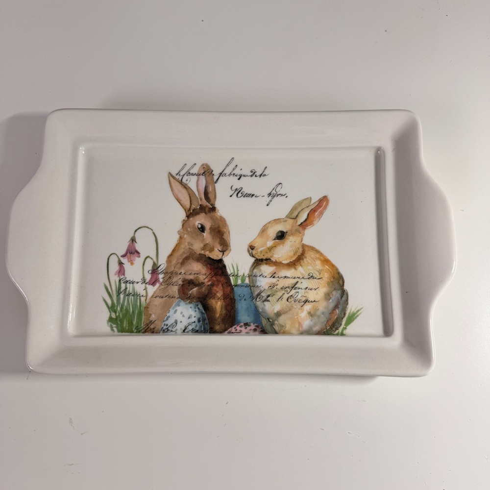 Effetti Rabbit Dish Tray Double Handle Cupcake Tray, Jewelry Tray Made In Italy